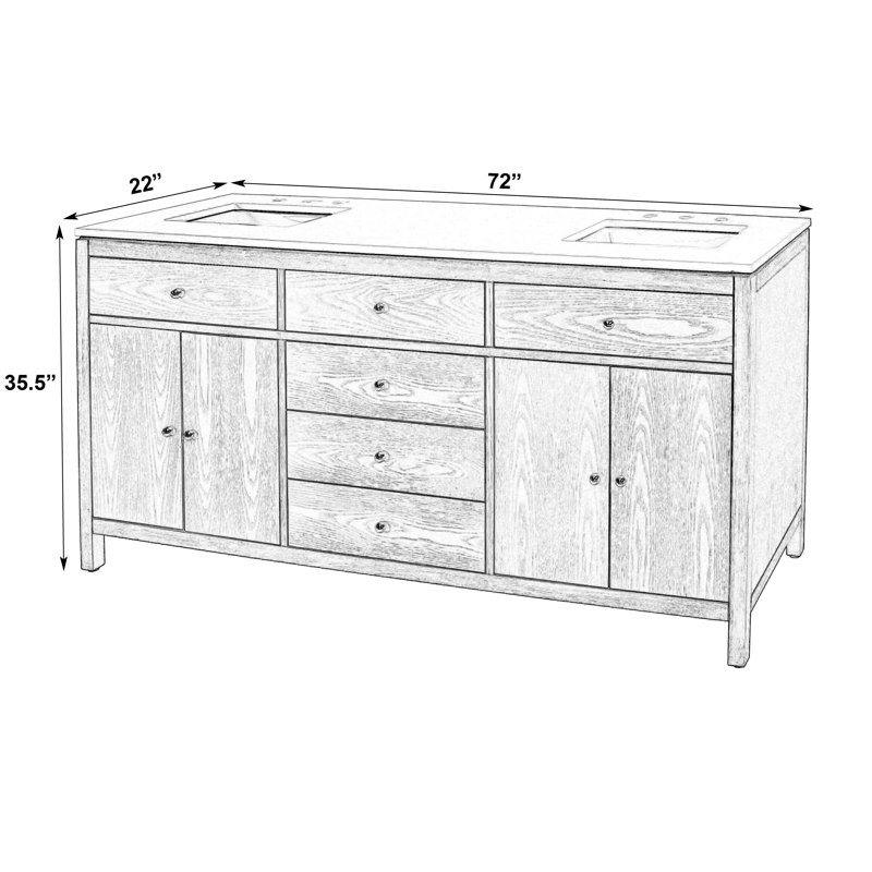 Nora 72 in. W Quartz Double Sink Bathroom Vanity Set, Light Oak