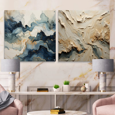 Minimalisme «River Mountain Wonders I» - ensemble de 2 verres muraux en acrylique
