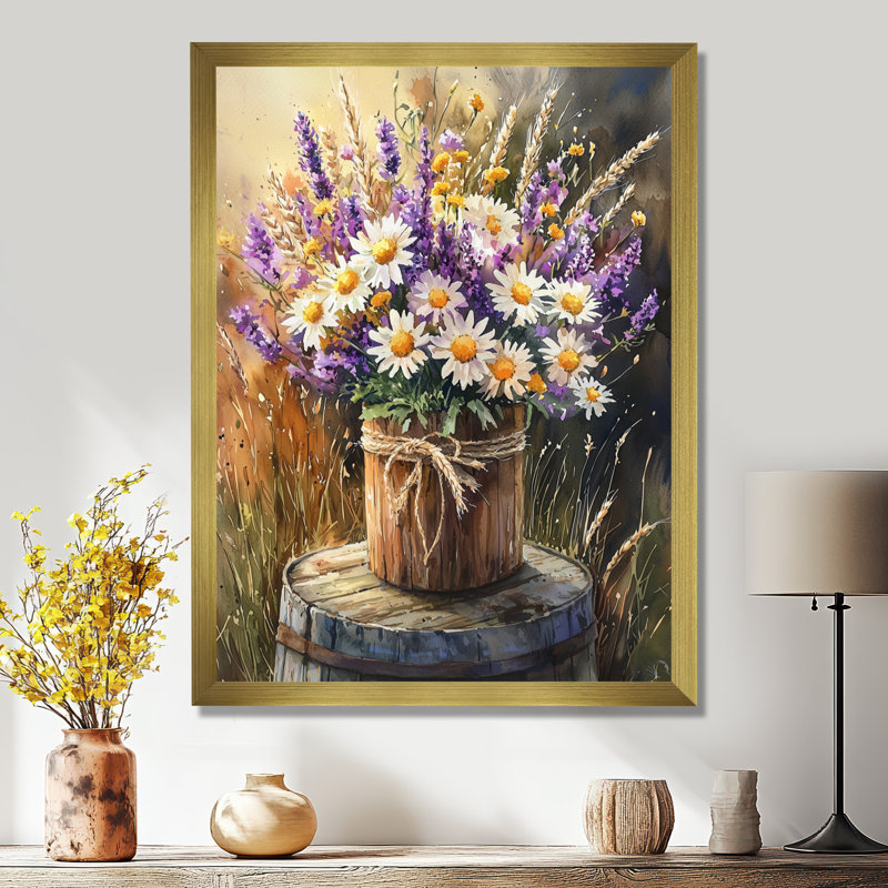 Napolitano - impressions sur toile florales, H 32 po x l 16 po, Reproduction encadrée d'une seule photo, Doré