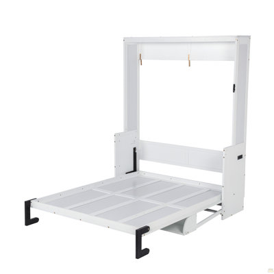 Grand lit escamotable vertical en bois grand format, lit escamotable mural peu encombrant, armoire murale