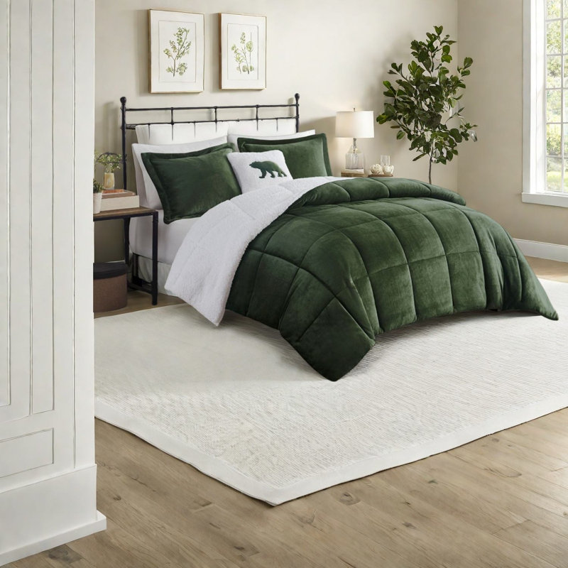 Cozy Plush To Sherpa Bedding Sets, Polyester Comfort, Rustic Cabin Style