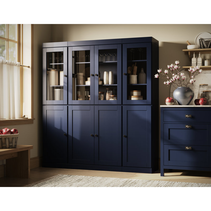 Vaisselier 100% en bois massif Palace Imports de 65 po avec verre transparent, portes Shaker, 2 tiroirs et tablettes réglables