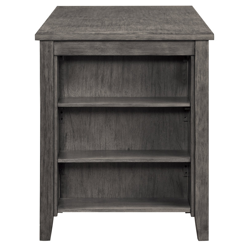Table de salle à manger à hauteur de comptoir contemporaine gris avec tablettes - meubles en bois pour la cuisine dans une maison rectangulaire moderne