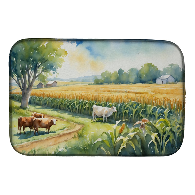 Cows by the Cornfield Dish Drying Mat