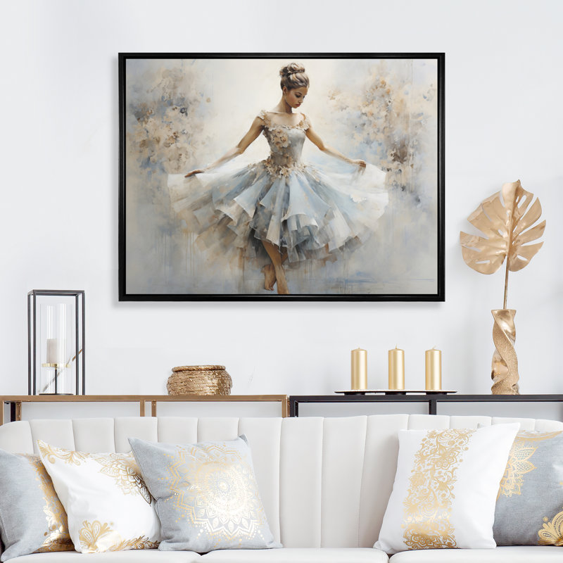 Blue Ballet Dance II, reproduction d'art sur toile, H 12 po x l 20 po x P 1 po, Cadre flottant noir
