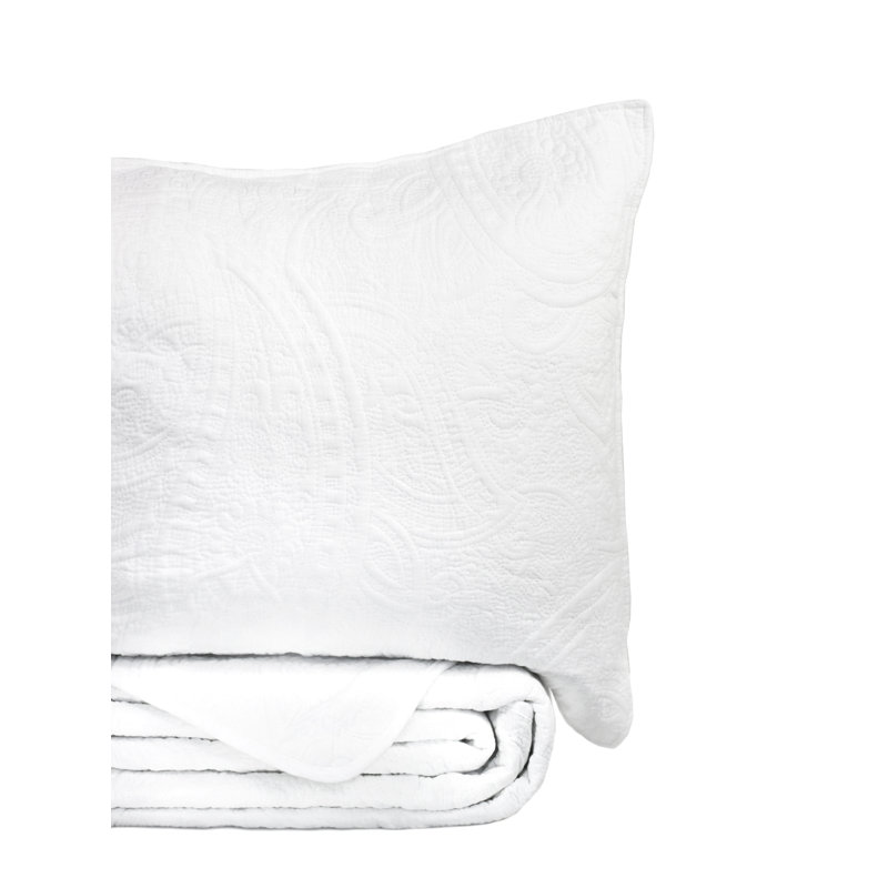 Bristin Cotton Twill Paisley Quilt, Full/Queen, White