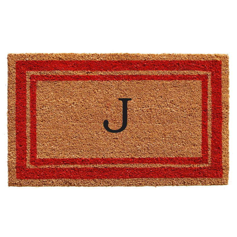 Tapis d'entrée antidérapant Stortz, Rectangle 1 pi 6 po x 2 pi 6 po, J, Rouge / Brun