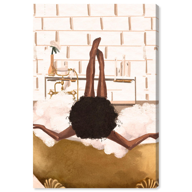 «Warm Bubble Bath», reproduction d'art sur toile tendance par Art Remedy, Toile tendue avec châssis, 24" H x 16" W