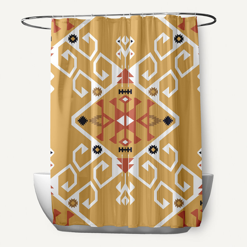 Rideau de douche simple à motif floral Alfreda, Jaune