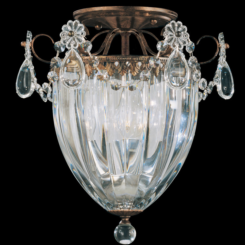 Bagatelle 3 - Light Semi Flush Mount, French Gold, Heritage Crystal