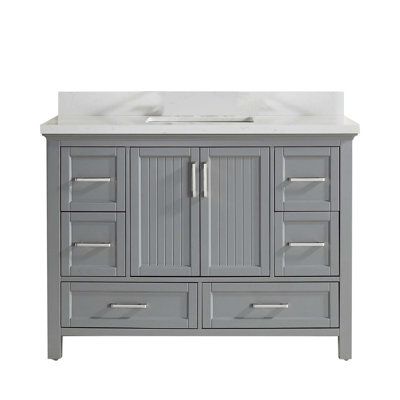 Ensemble de meuble-lavabo simple autoportant 48 po avec 2 poignées entièrement assemblé
