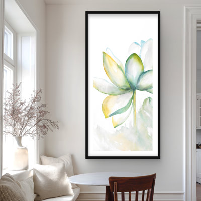 «Abstract Lotus Flower - Neo Mint Scandinavian», reproduction encadrée