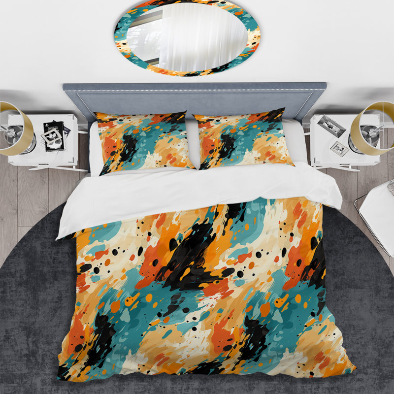 Ensemble de housse de couette multicolore Feather Fury V, Housse de couette pour très grand lit et 2 très