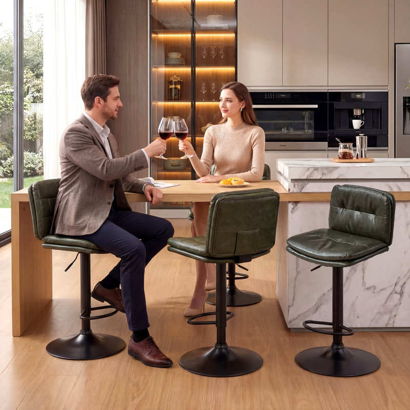 Ensemble de 4 tabourets de bar modernes pivotants, vert, Vert, 4