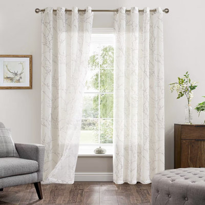 Paire de rideaux semi-transparents en polyester Dervin