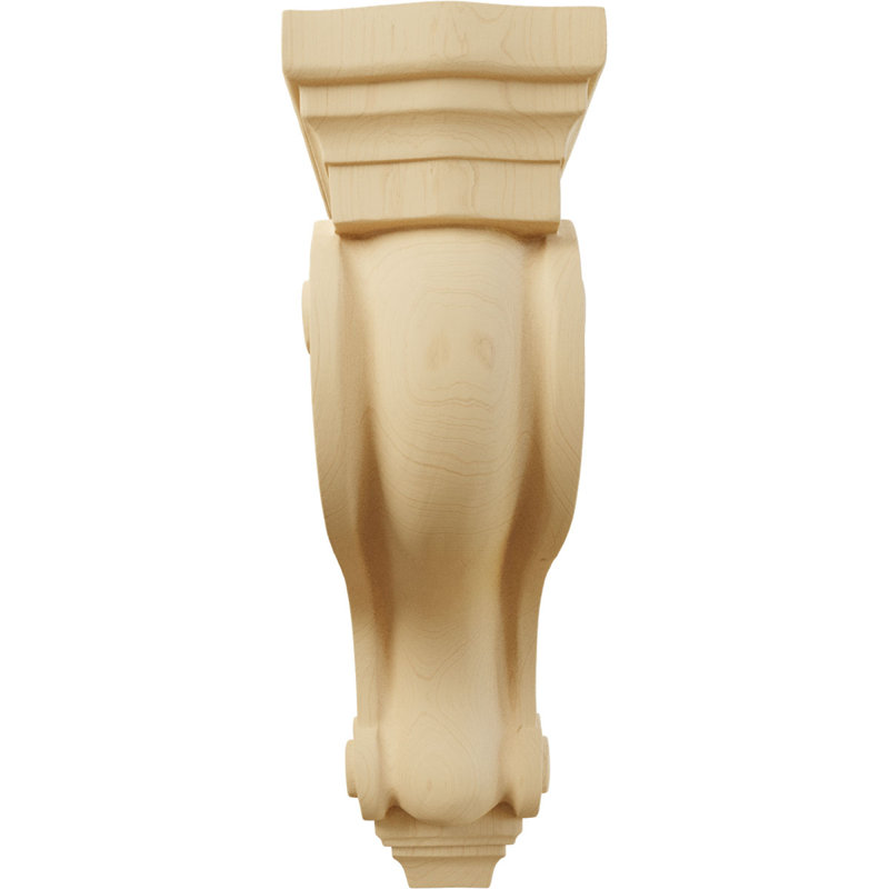 3 7/8"W x 8"D x 13"H Boston Traditional Scroll Corbel, Alder (2-Pack), Alder, 13" H x 3.88" W x 8" D