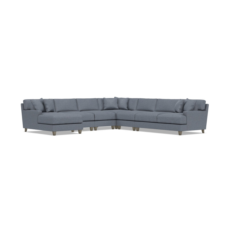 Bernhardt Mila 6-Piece Fabric Sectional, Teal Polyester, Left Hand Facing, 33.5" H x 137" W x 137" D