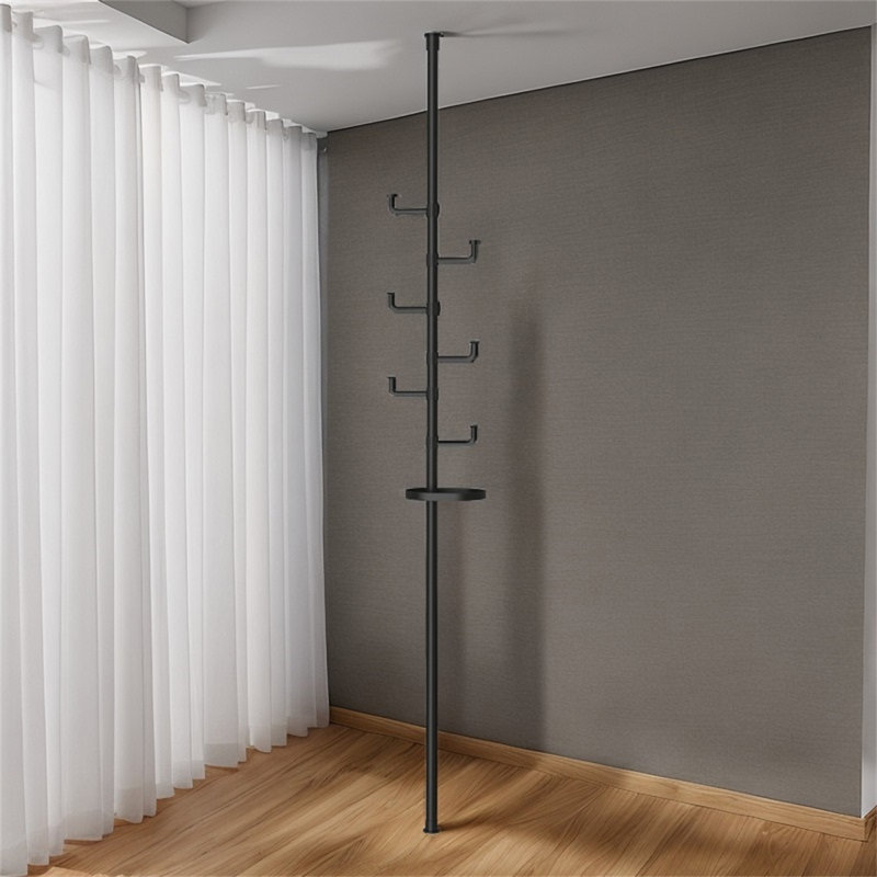 Nouveau style avec plateaux réglables Pole à linge Séchoir à vêtements Cintre à monter soi-même, Noir