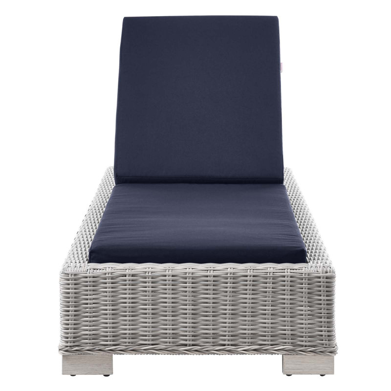 Modway Conway Outdoor Patio Wicker Rattan Chaise Lounge, Navy