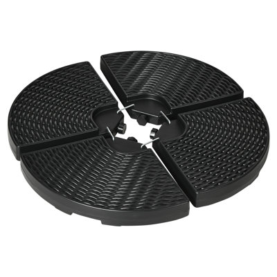 Outdoor Umbrella Base Weights - 4 , Up To 150 Lb., , Black, Water/Sand Fill Option, -Like Design, All-Weather Lb. Load, 4, Fillable, Texture, Use