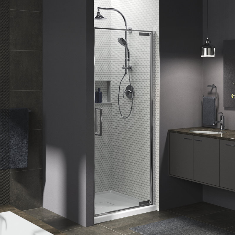 Aerie Pivot Shower Door Thick Crystal Clear Glass