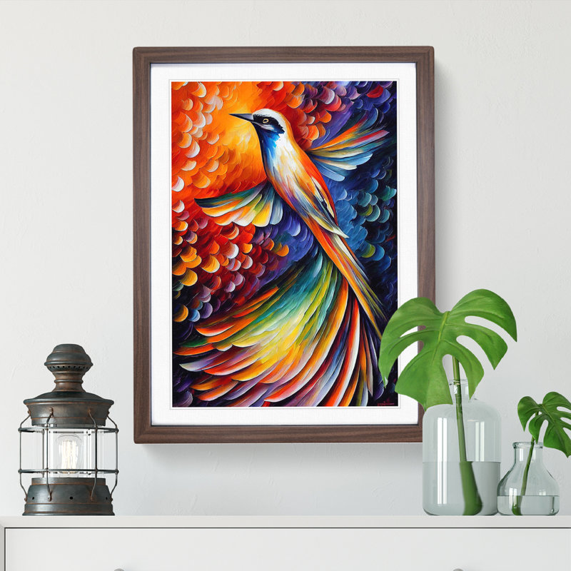 View Of A Bird No.3 - Single Picture Frame Painting, Walnut Framed, 64cm H x 46cm W x 2cm D