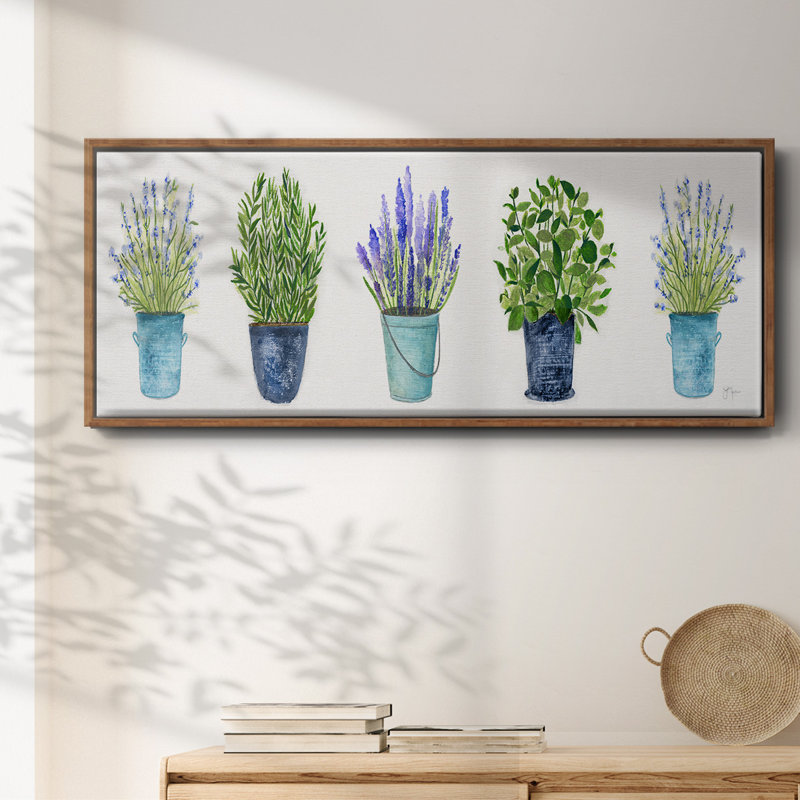Herbs In A Row- Framed Canvas, 24" H x 60" W