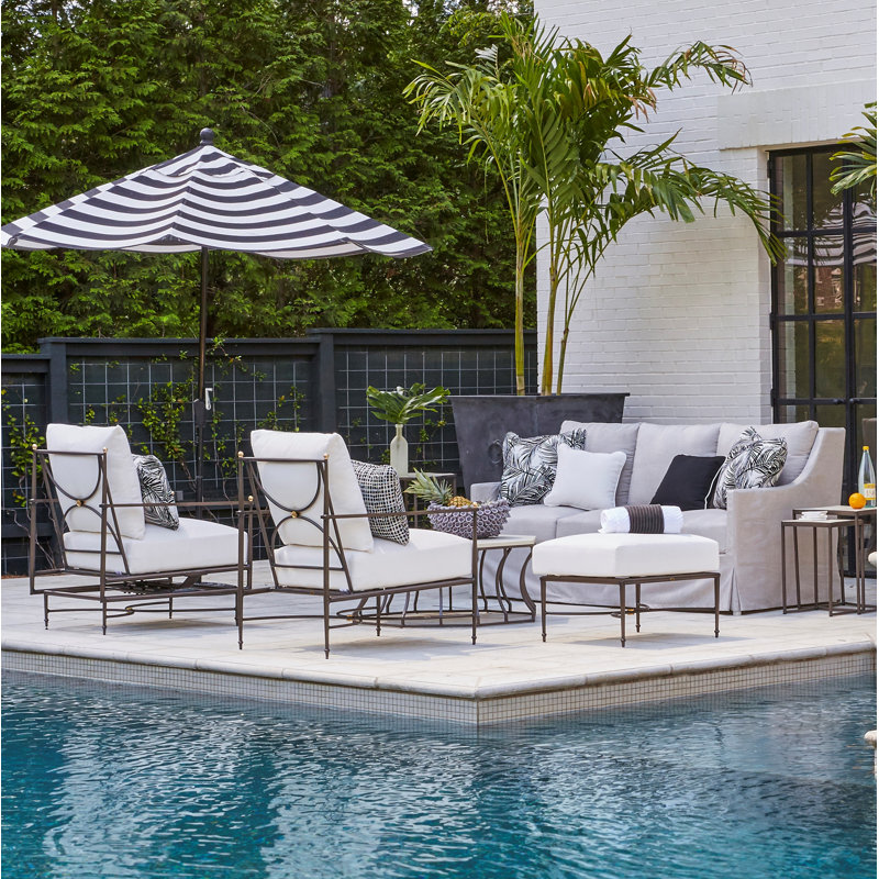 Chaise de patio avec coussins Roma, Pas de soudure, Blanc naturel