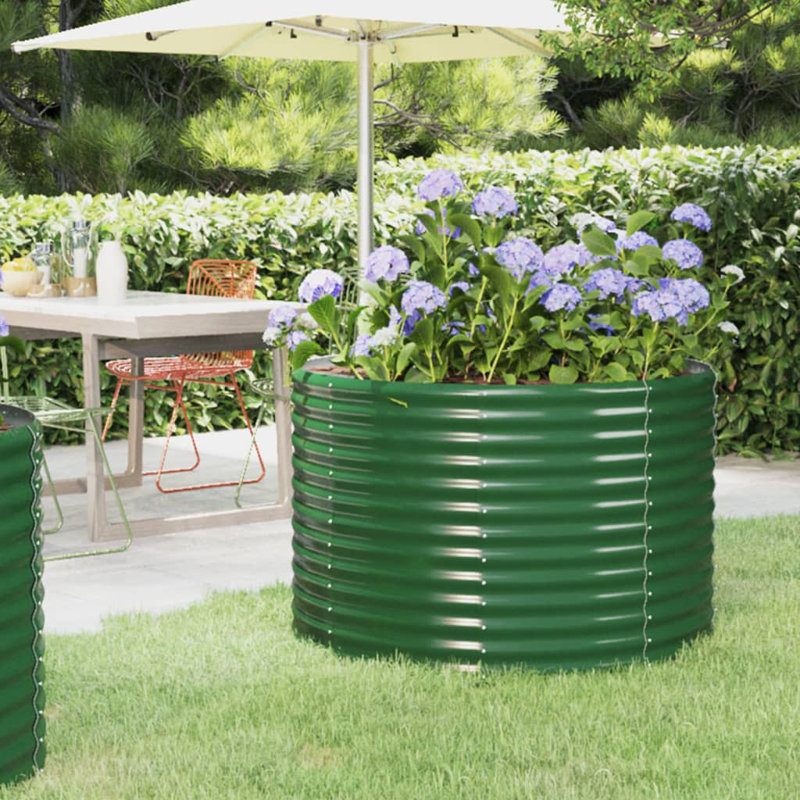 Garden Raised Bed Powder-coated Steel, Green, 100 x 100 x 68 cm