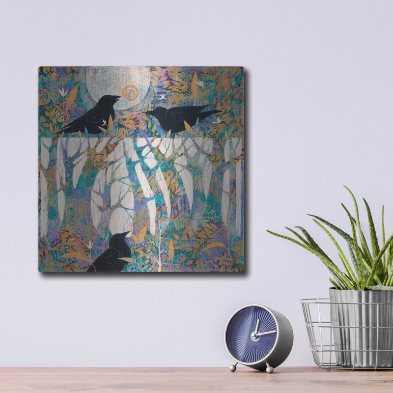  «Messagers Of The Forest» par Sue Davis, art mural en métal, 12 po x 12 po, H 12 po x l 12 po