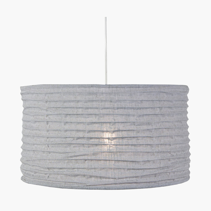 Yaqub 1 - Light Grey Drum Pendant, 25cm H x 50cm W x 50cm D