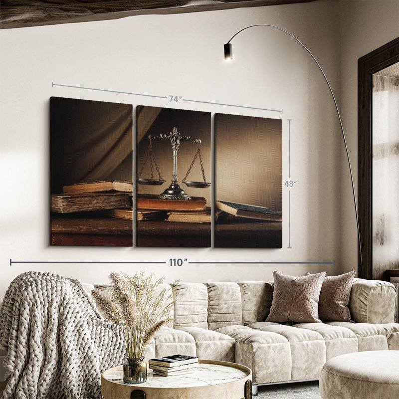 «Silver Scales Of Justice» sur, H 48 po x l 74 po x P 1,25 po