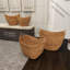 4 Piece Brown Seagrass Handmade Woven Storage Basket with Metal Handles Set