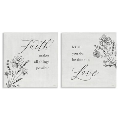 Faith & Love Sentiments 2 Piece Canvas Wall Art Set, design by Natalie Carpentieri