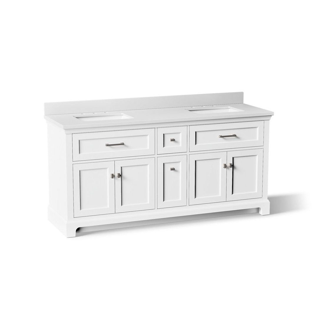 Charlemont 60 In. Bathroom Vanity Cabinet With Sinks And Quartz Top Kohler Base
