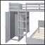 Lit mezzanine double avec lit simple, étagères, bureau et garde-robe - gris, peu encombrant et multifonctionnel