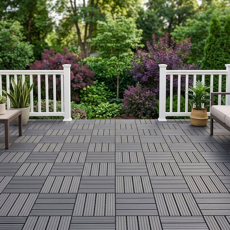 Carreaux de terrasse à emboîtement extérieur, revêtement de sol extérieur, Gris foncé antique