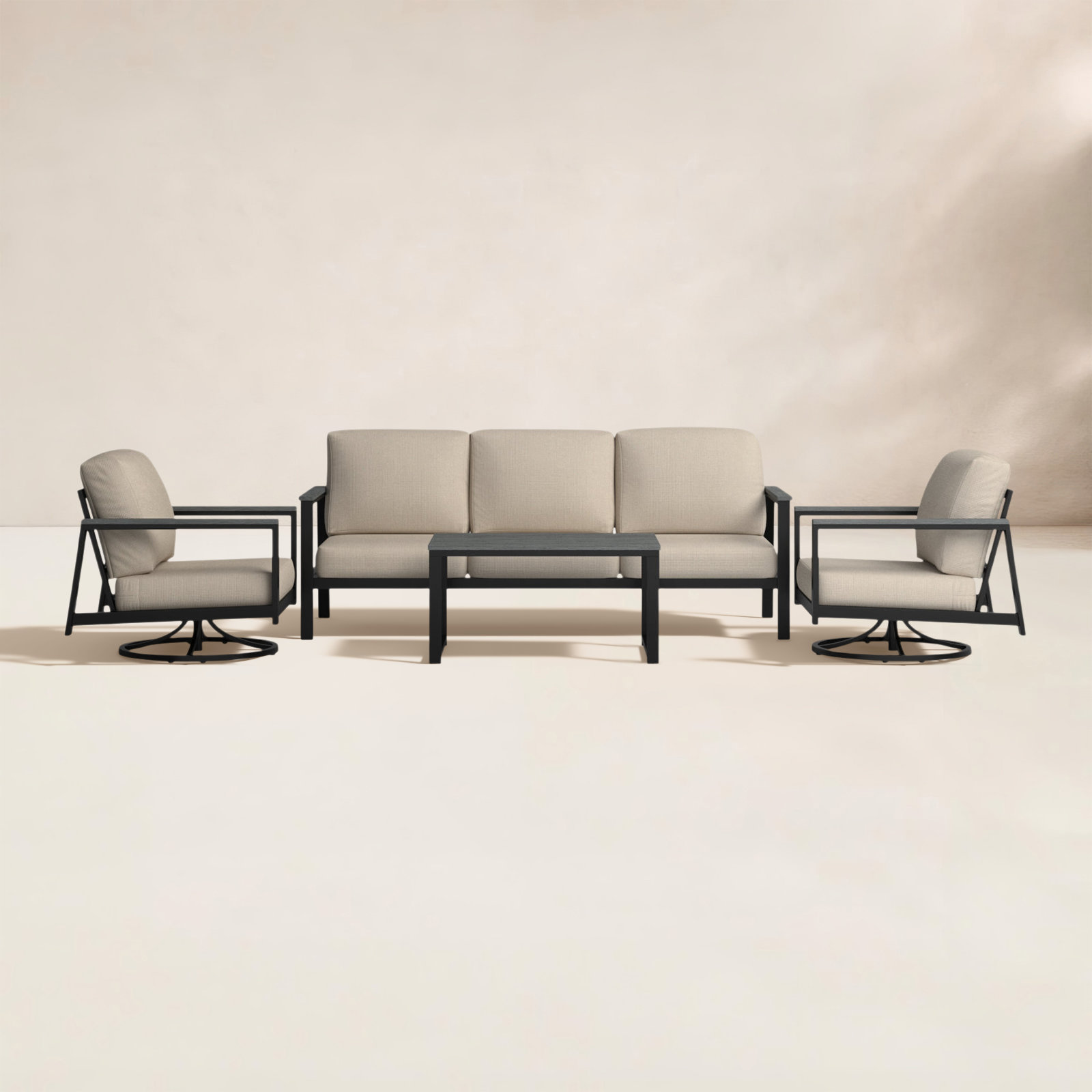 Townsend 4 Piece Sofa Seating Group with Sunbrella® Cushions, Cast Silver Sunbrella®