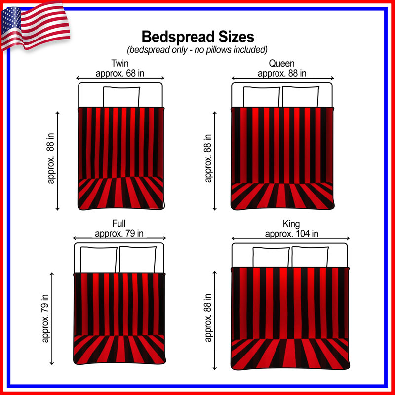 Red Black Stripes Bedding Stripes Bedspread Pattern, Queen