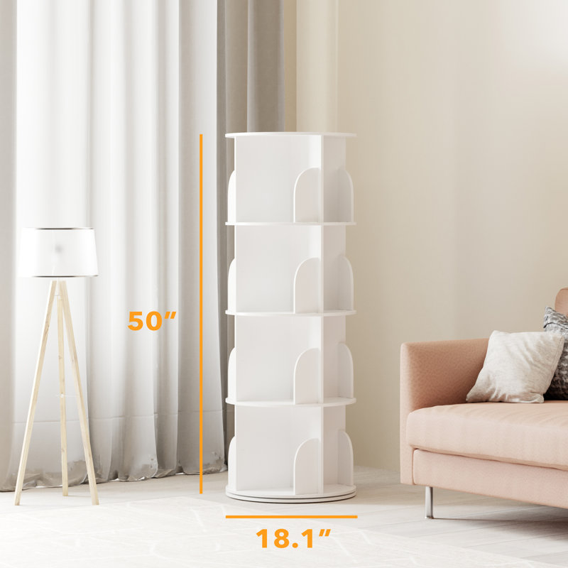 Rotating Bookshelf Tower, 360° Spinning Bookcase Lazy Susan, Revolving Round Carousel For Book Storage, Vertical Turning Spiral Corner Organizer