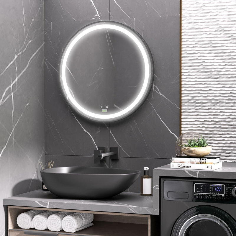 Miroir de salle de bain kleankin, H 27,6 po x l 27,6 po