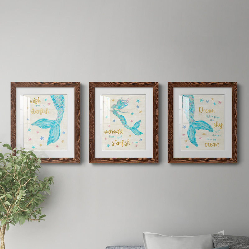 «Mermaid Dream», ensemble de 3 cadres photo, Érable, H 31,5 po x l 43,5 po x P 1 po
