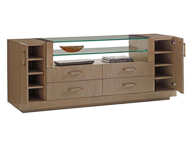 Gray Oak 76" Media Console with Cabinets