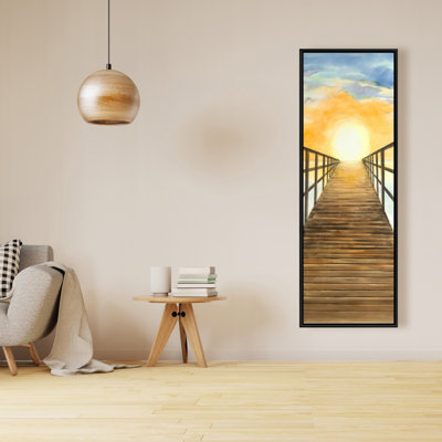 Sunset in the Sea Coastal Yellow Framed Canvas | Home Decor