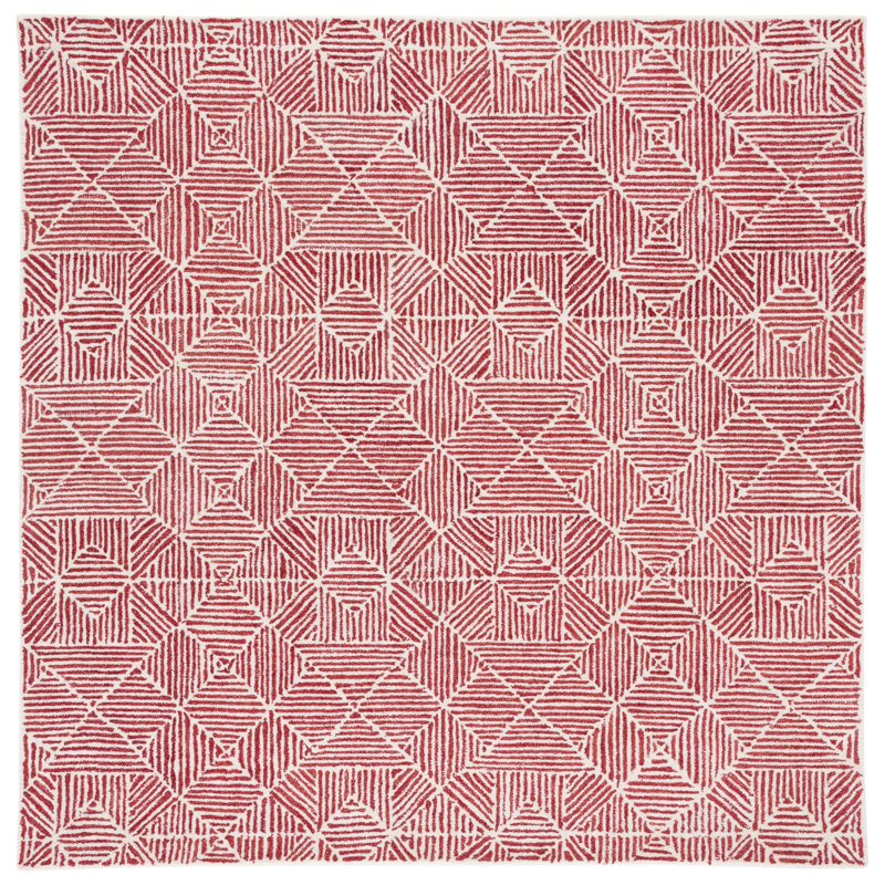 Foraker Hand Tufted 0.8 Wool 0.2 Cotton Geometric Rug, Square 6'