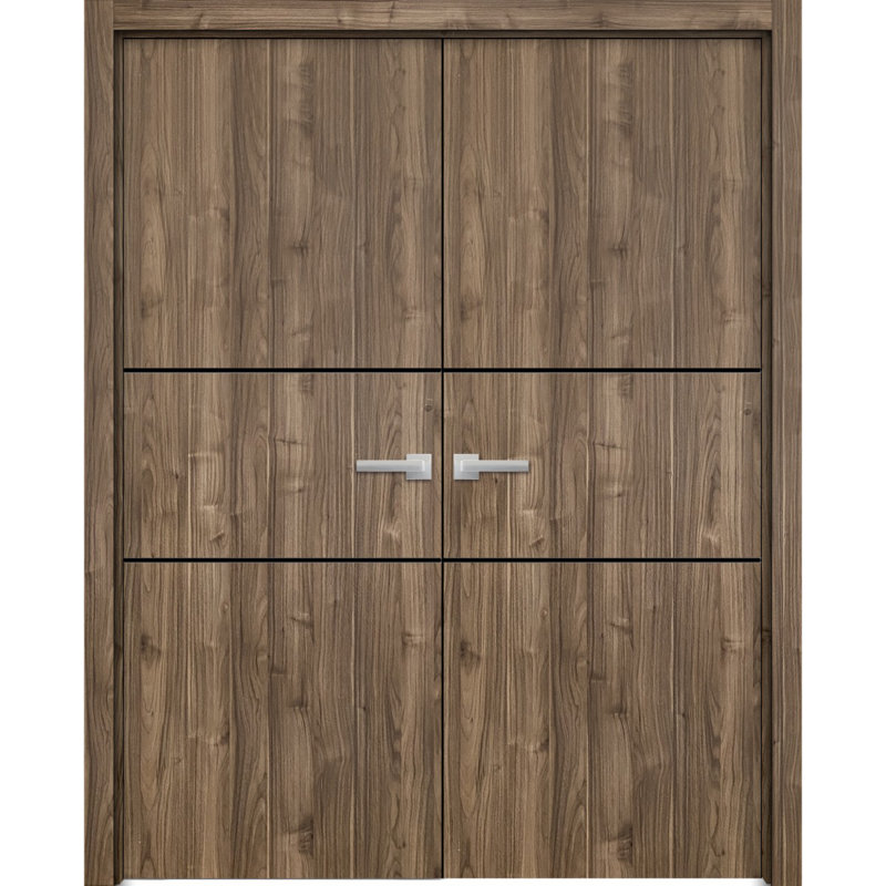 Portes françaises en bois massif massif, Noyer, 48 po x 84 po