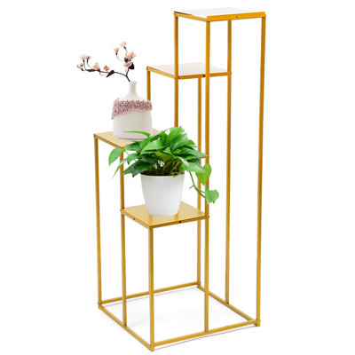 Grand support à fleurs en métal doré pour l'intérieur et l'extérieur de 39,37 po (4 niveaux)