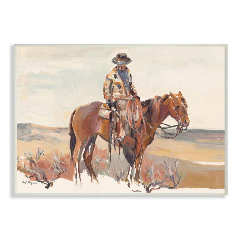 «Cowboy Fields and Farm Western» par Marilyn Hageman - reproduction d'art, H 13 po x l 19 po x P 0,5 po, Plaque murale