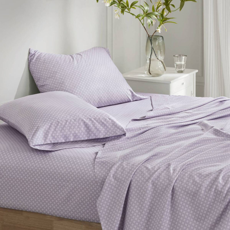 Ensemble d'édredon floral avec draps, Ensemble de draps pour grand lit, Motif floral taupe