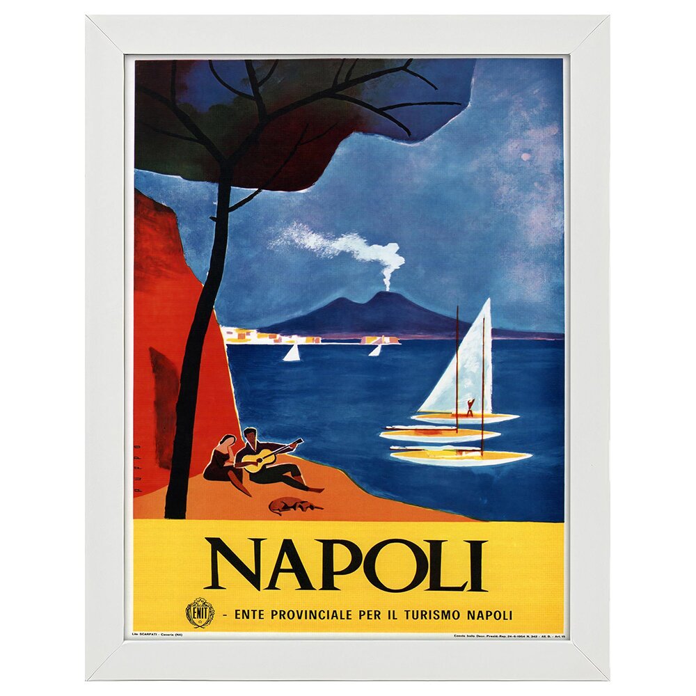 Leinwandbild Vintage Tourist Poster Napoli